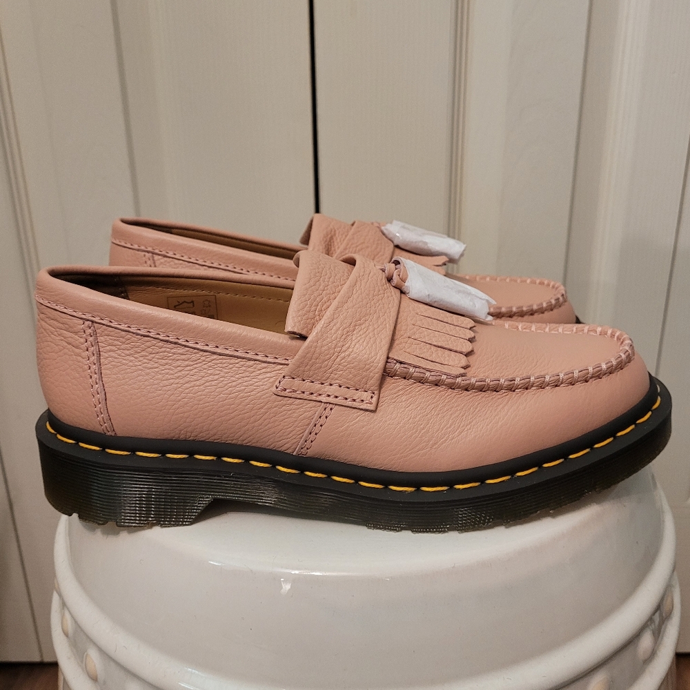 Dr. Martens Leather Adrian Tassel Loafer Salmon Pink